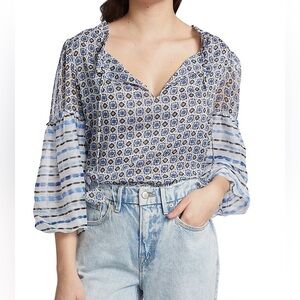 Blue Patterned Women's Top